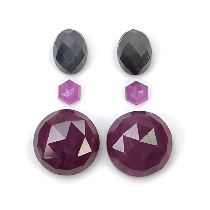 ruby, sapphire round & oval rose cut