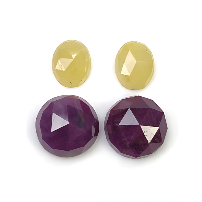 ruby & sapphire round, oval rose cut