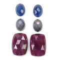 ruby, sapphire rose cut cushion & oval shape