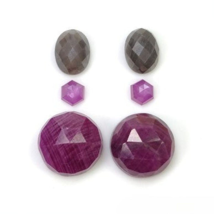 ruby, sapphire round & oval rose cut
