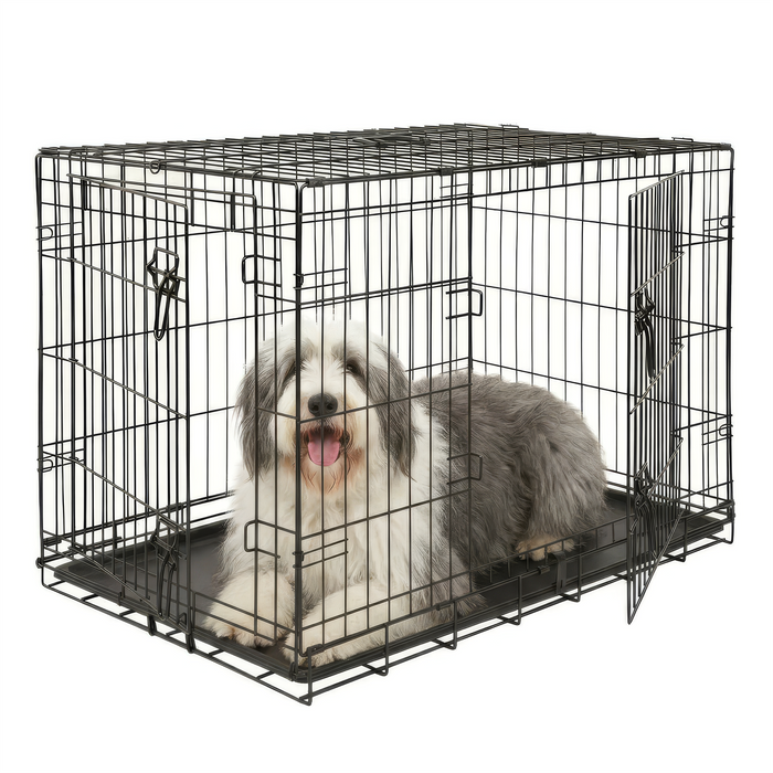 2 Door Metal Dog Crate with Removable Tray - Large