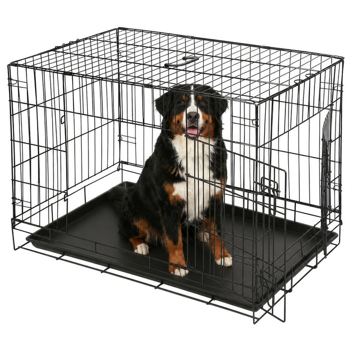 2 Door Metal Dog Crate with Removable Tray - Large