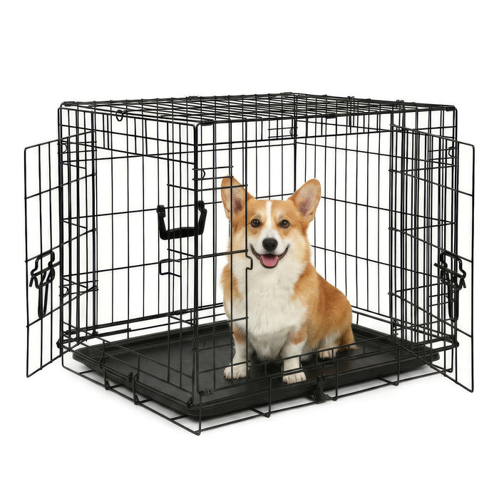 2 Door Metal Dog Crate with Removable Tray - Small