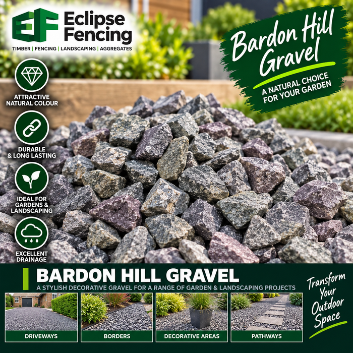 20mm Bardon Hill Chippings – Durable Decorative Gravel for Gardens & Water Features-Eclipse Fencing