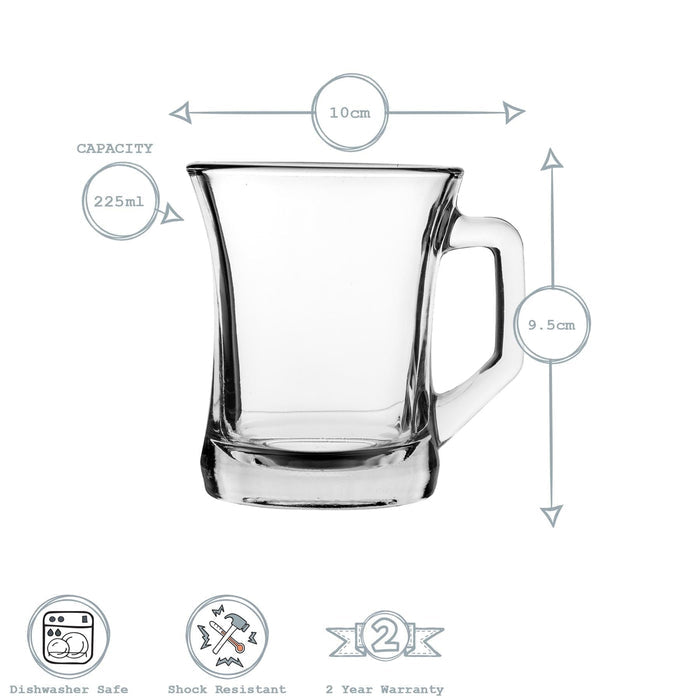 225ml Zen+ Multicolour Glass Coffee Mugs - Pack of Six