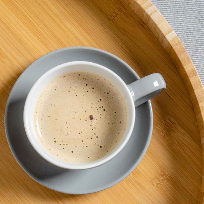 250ml Grey Cappuccino Cups & Saucers - Pack of Six