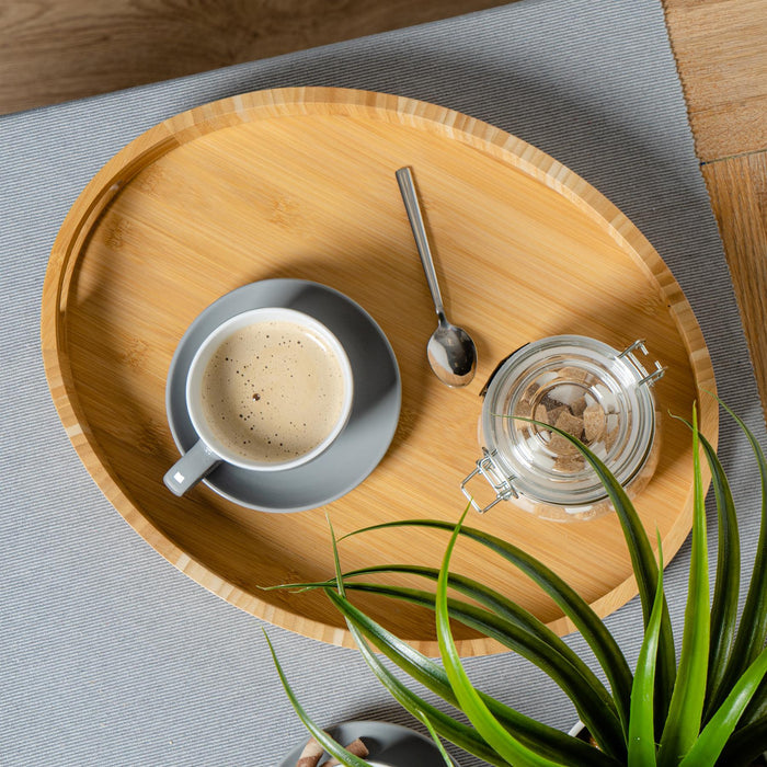 250ml Grey Cappuccino Cups & Saucers - Pack of Six