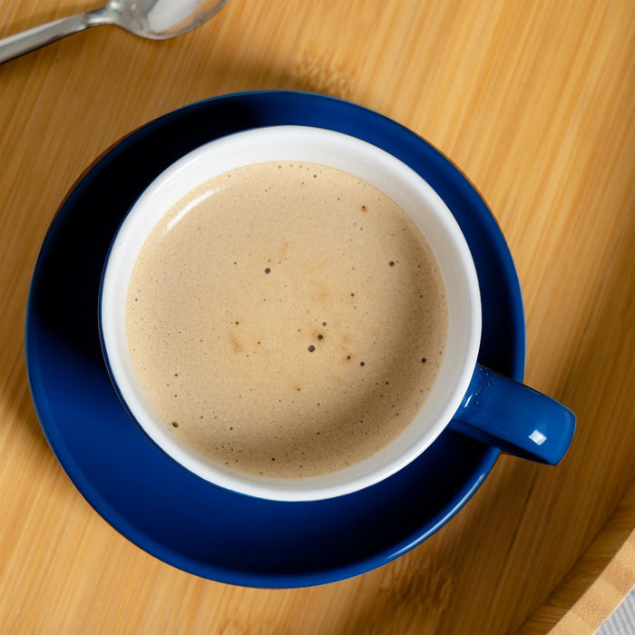250ml Navy Cappuccino Cups & Saucers - Pack of Six