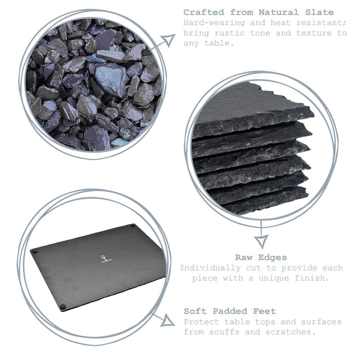 25cm Heart Slate Placemats - Pack of Six