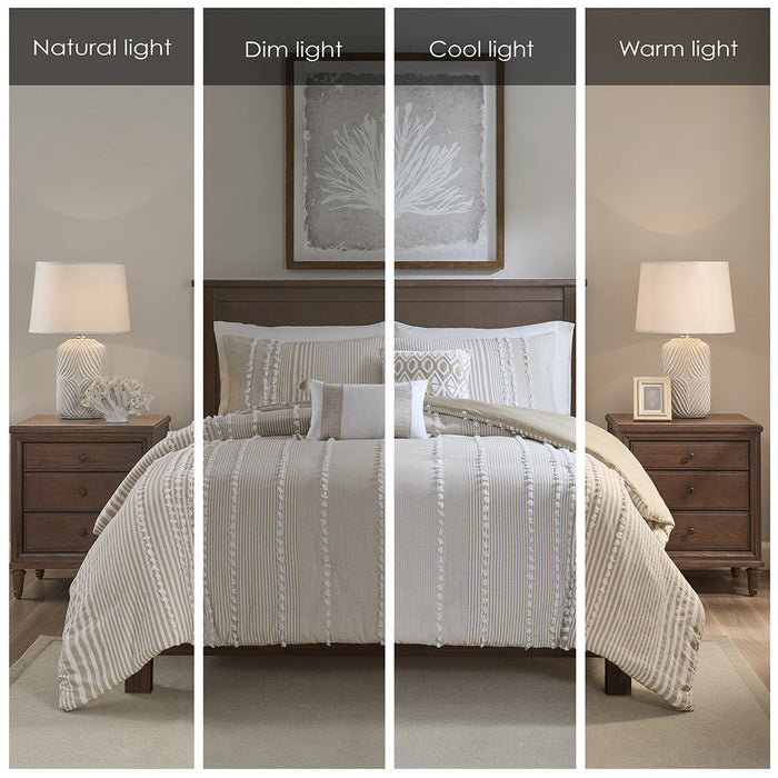 3 Piece Cotton Yarn Dyed Duvet Cover Set Doba