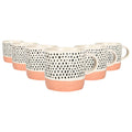 385ml Pink Colour Block Spot Portuguese Stoneware Coffee Mugs - Pack of Six