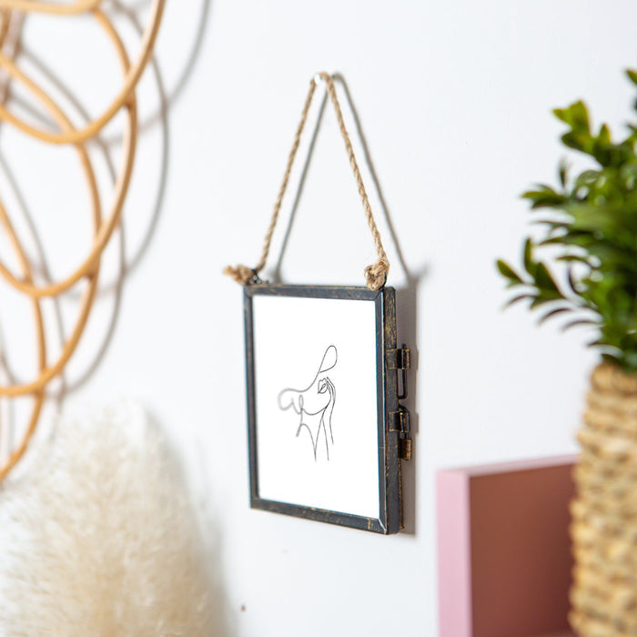 4" x 4" Black Hanging Metal Photo Frame
