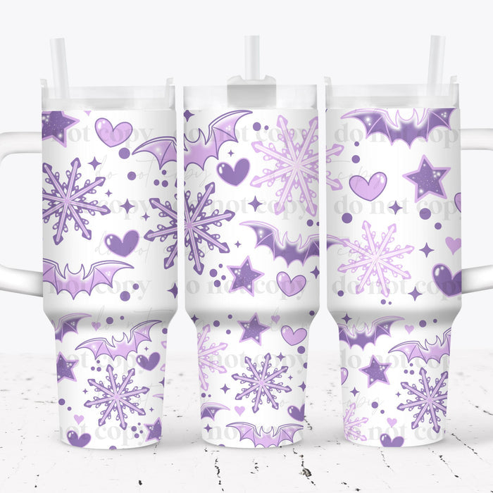 40 oz Tumbler Wrap - UVDTF Ink Transfers - Snowflake Bats | UVDTF from The Glitter Guy