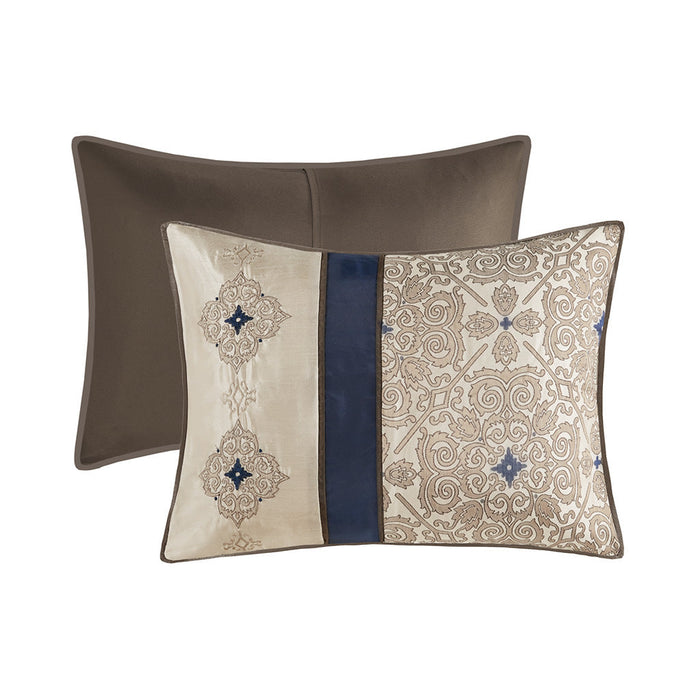 7 Piece Jacquard Comforter Set with Throw Pillows Doba