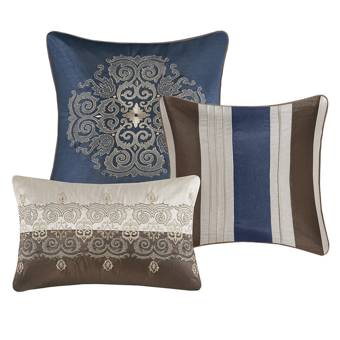 7 Piece Jacquard Comforter Set with Throw Pillows Doba