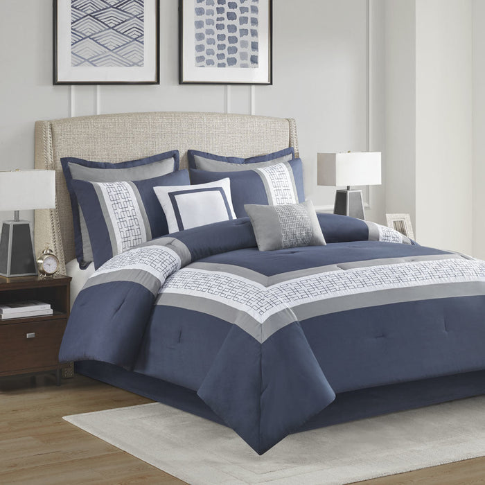 8 Piece Embroidered Comforter Set Doba