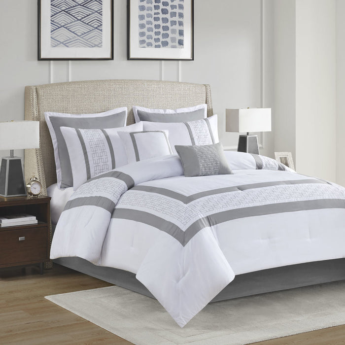 8 Piece Embroidered Comforter Set Doba