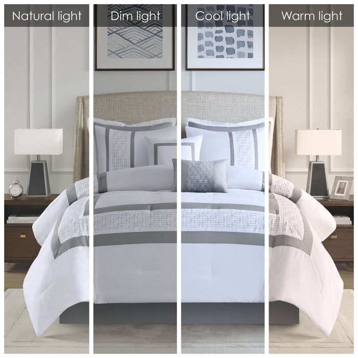 8 Piece Embroidered Comforter Set Doba
