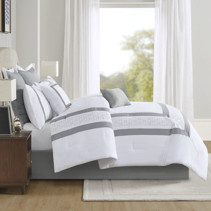 8 Piece Embroidered Comforter Set Doba
