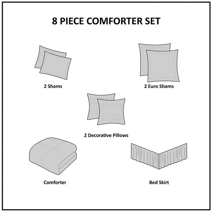 8 Piece Embroidered Comforter Set Doba
