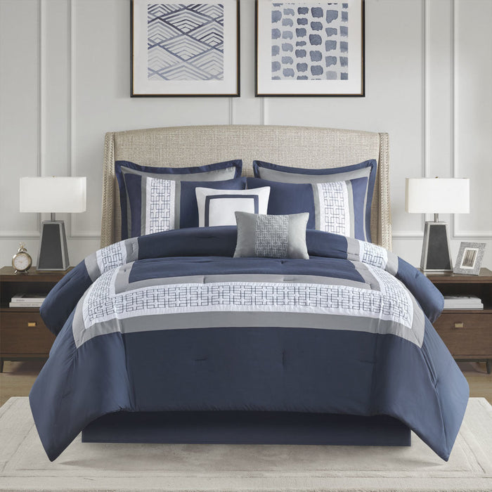 8 Piece Embroidered Comforter Set Doba
