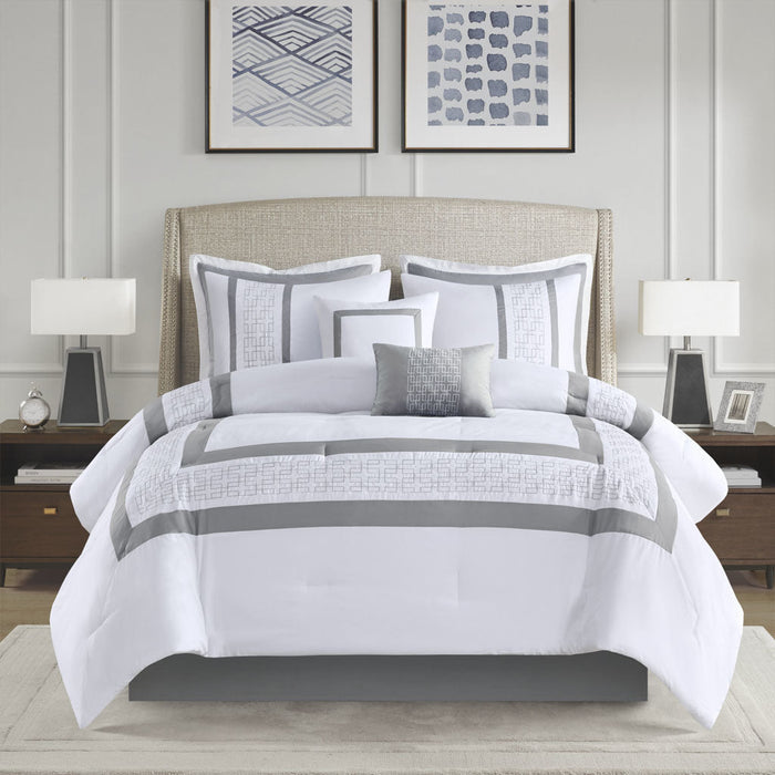 8 Piece Embroidered Comforter Set Doba