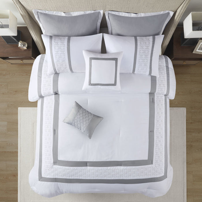 8 Piece Embroidered Comforter Set Doba