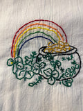 Millie's Tea Towels, Hand Embroidered: St. Patrick's Day Pot o' Gold