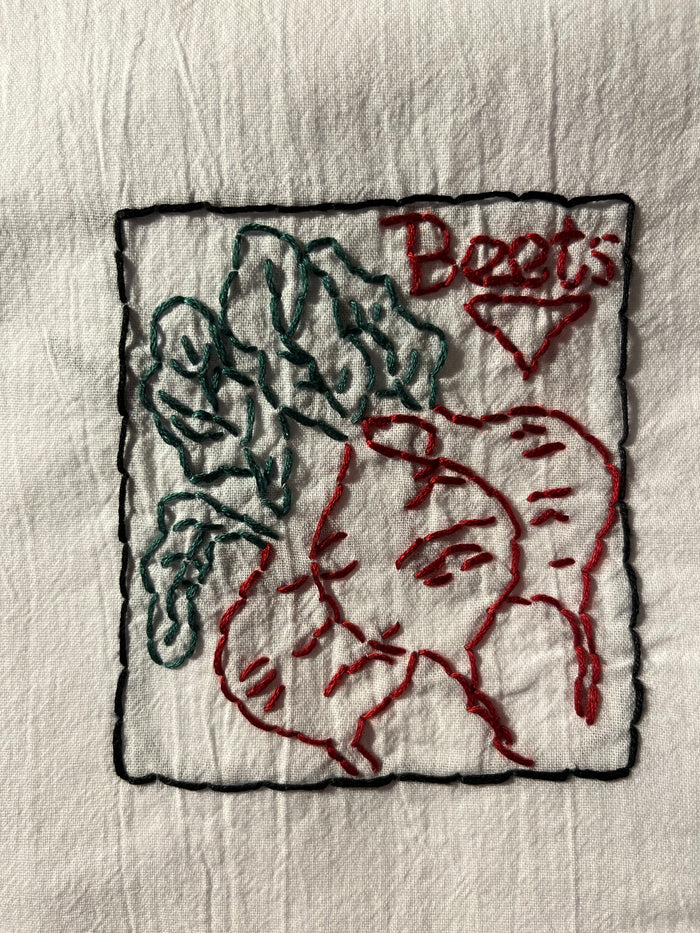 Millie's Tea Towels, Hand Embroidered: Seed Packets (9 to choose from)