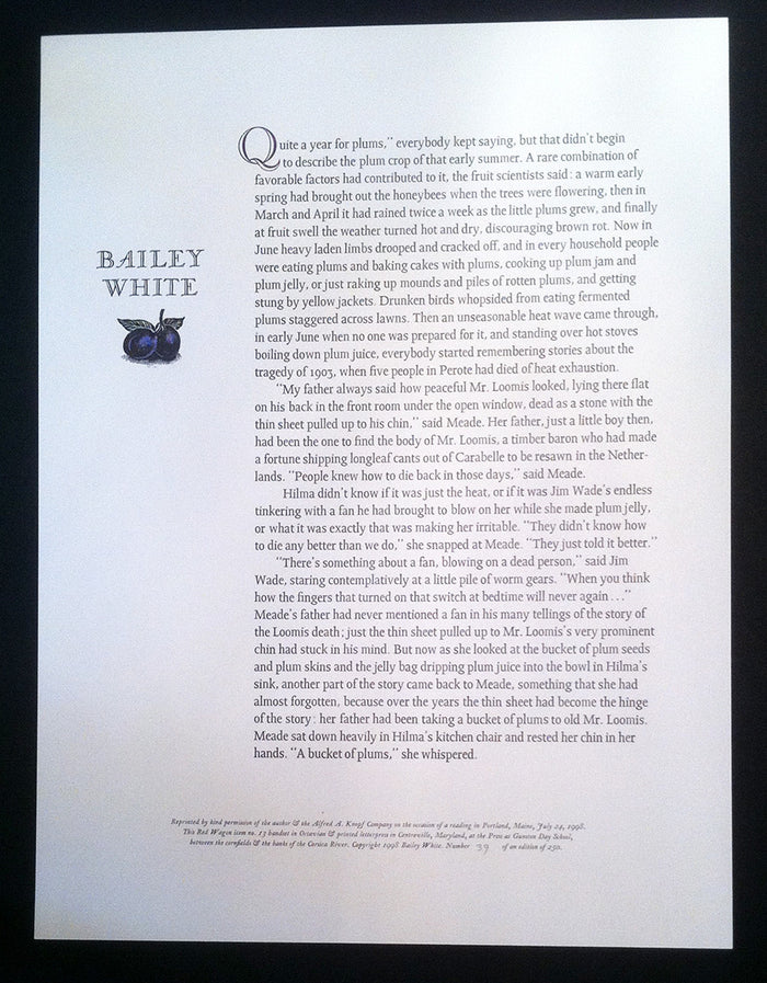 A Bailey White Broadside