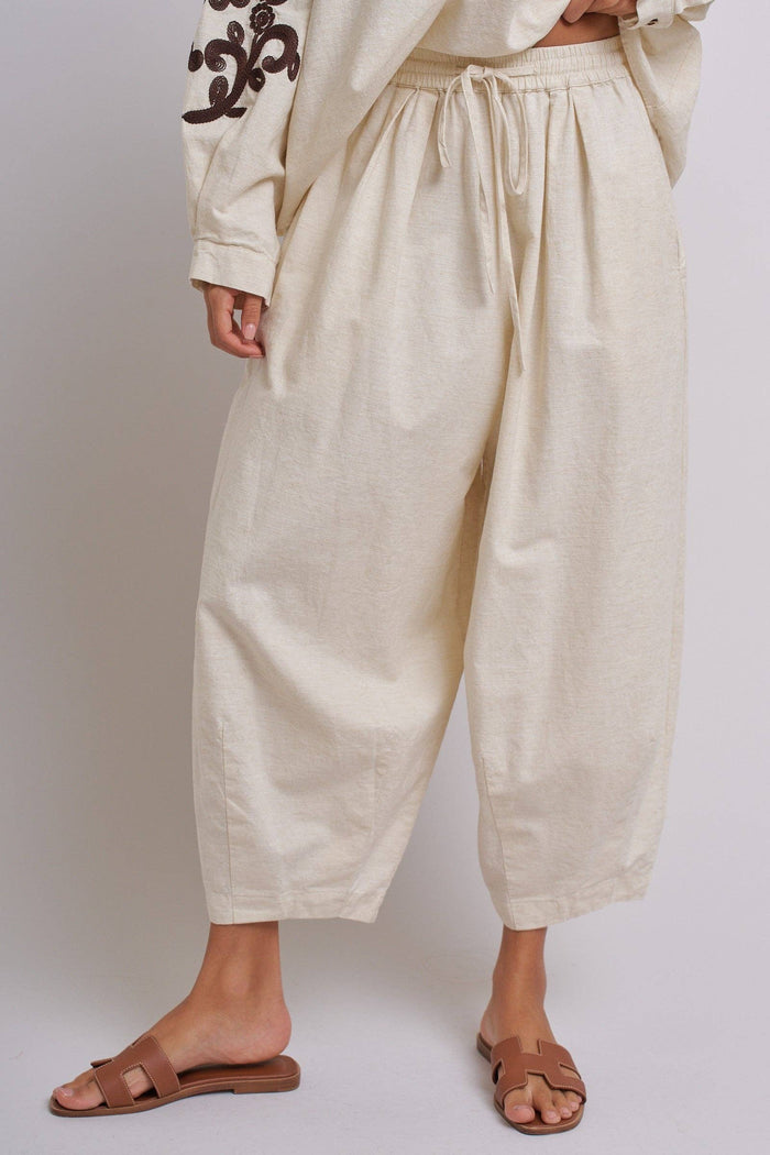 Adeline Cotton Linen Cocoon Pants with Elastic Waist