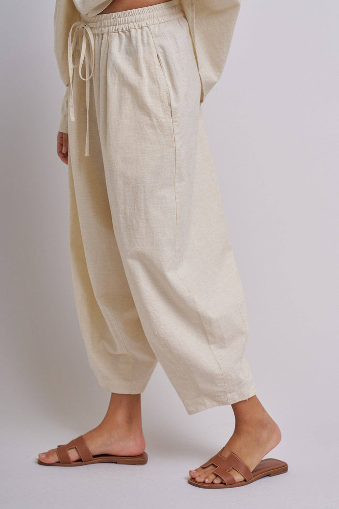 Adeline Cotton Linen Cocoon Pants with Elastic Waist