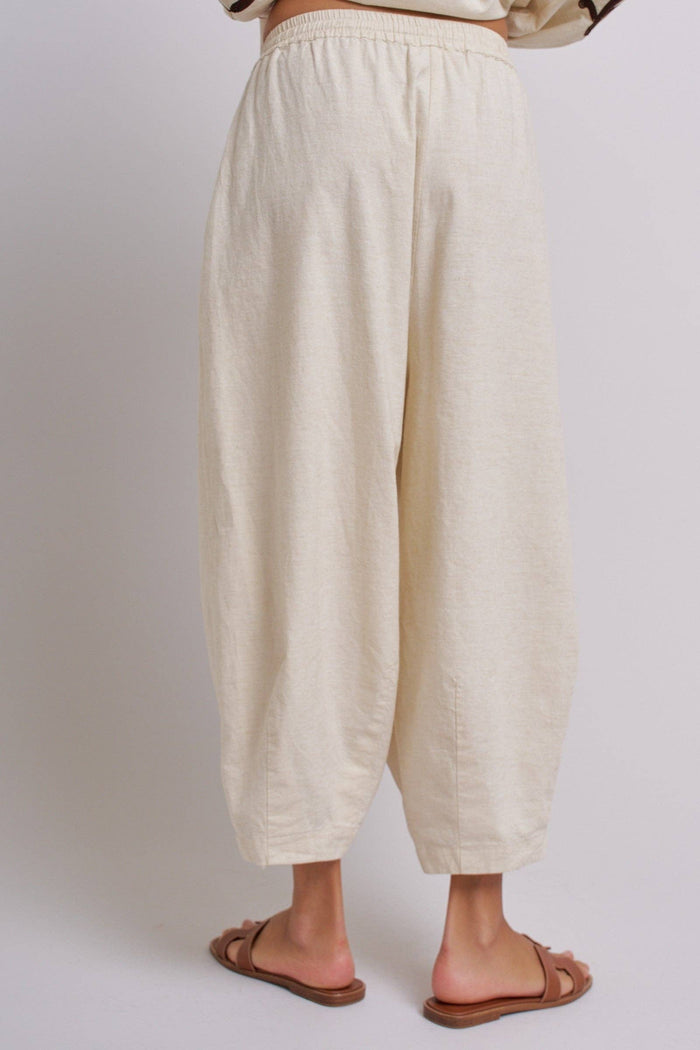 Adeline Cotton Linen Cocoon Pants with Elastic Waist