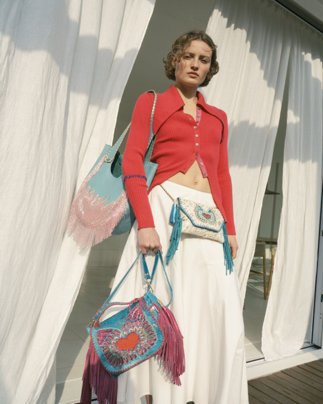 Allesandra Beaded Turquoise Bag