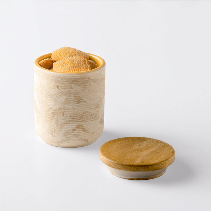 Amber Love Ceramic Jar With Wooden Lid- Small