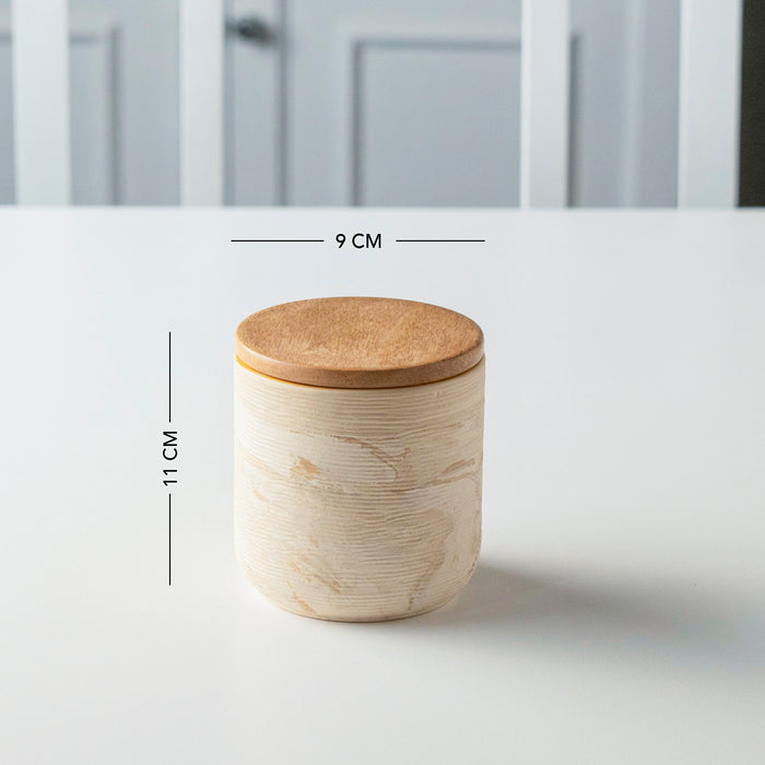 Amber Love Ceramic Jar With Wooden Lid- Small