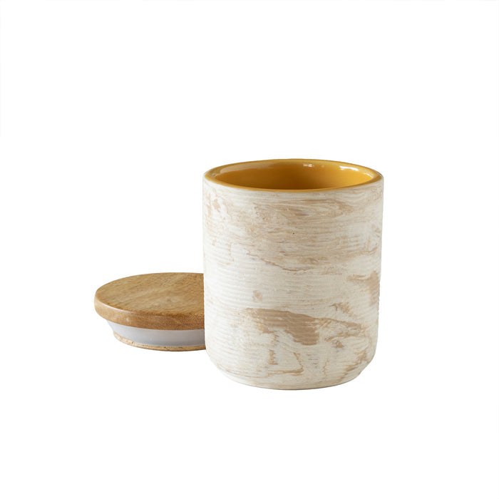 Amber Love Ceramic Jar With Wooden Lid- Small