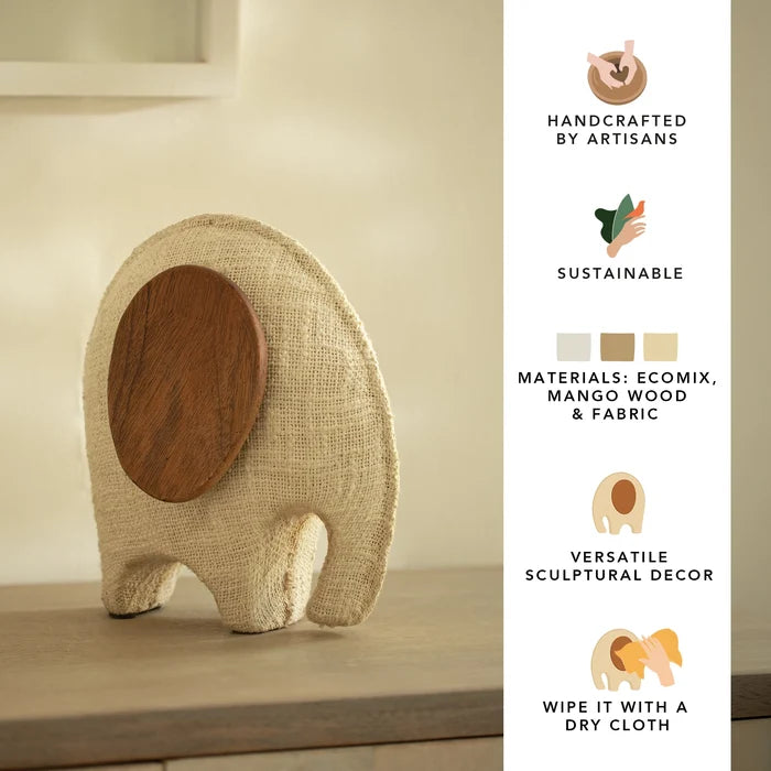 Anarva  Ecomix Elephant With Fabric & Wood - Small