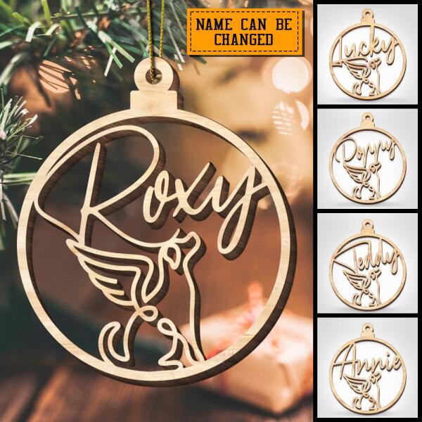 Angel Dog Laser Cut Wood Ornament Custom Name, Personalized Dog Lovers Decorative Christmas Ornament