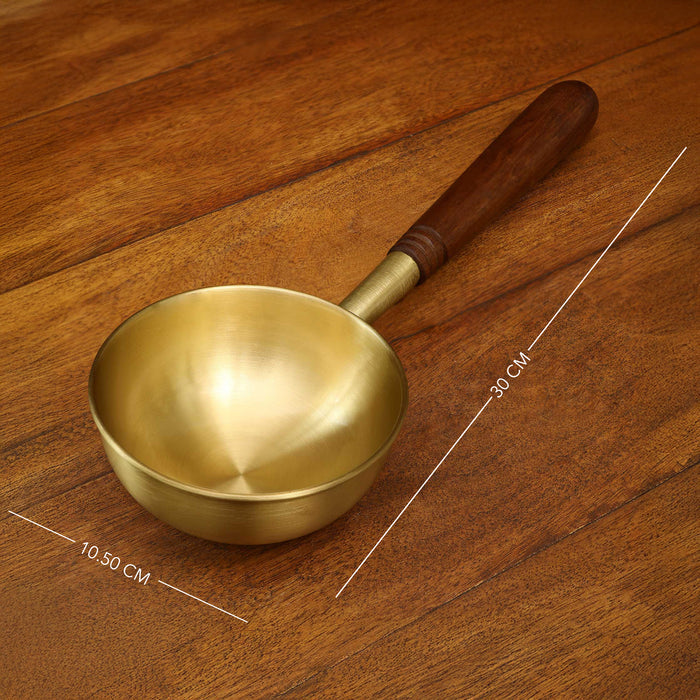 Arra Brass Tadka Pan With Wooden Handle