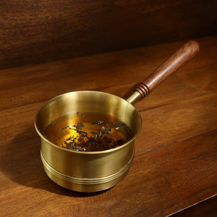 Arra Brass Tea Pan With Wooden Handle