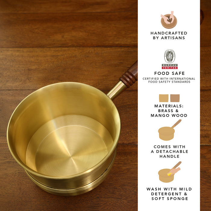 Arra Brass Tea Pan With Wooden Handle