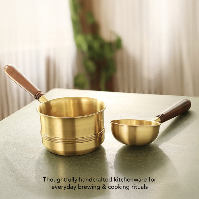 Arra Brass Tea Pan With Wooden Handle