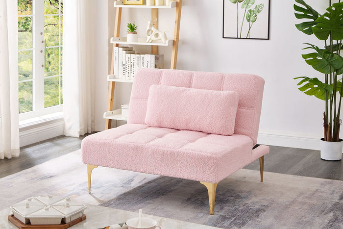 Aubrey Convertible Futon in Teddy Pink Plush Doba