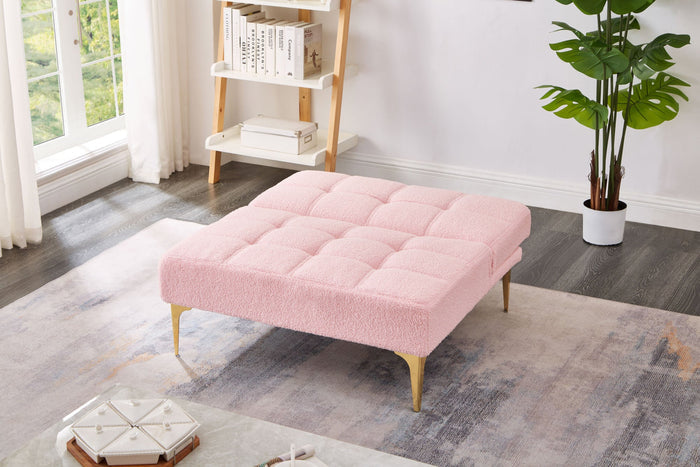 Aubrey Convertible Futon in Teddy Pink Plush Doba