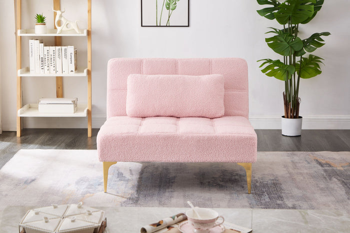 Aubrey Convertible Futon in Teddy Pink Plush Doba