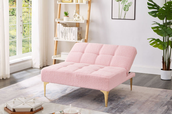 Aubrey Convertible Futon in Teddy Pink Plush Doba