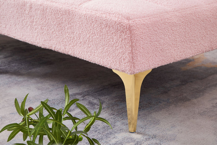 Aubrey Convertible Futon in Teddy Pink Plush Doba