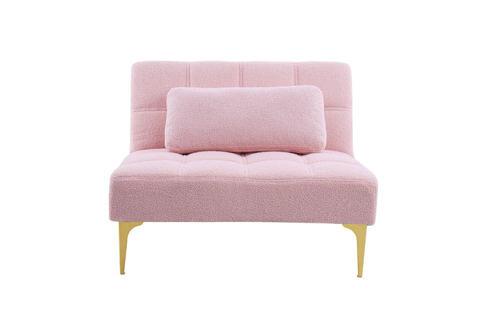 Aubrey Convertible Futon in Teddy Pink Plush Doba