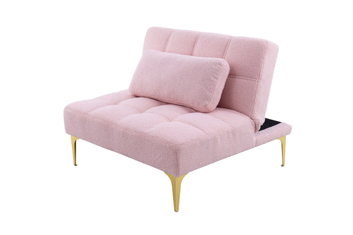 Aubrey Convertible Futon in Teddy Pink Plush Doba